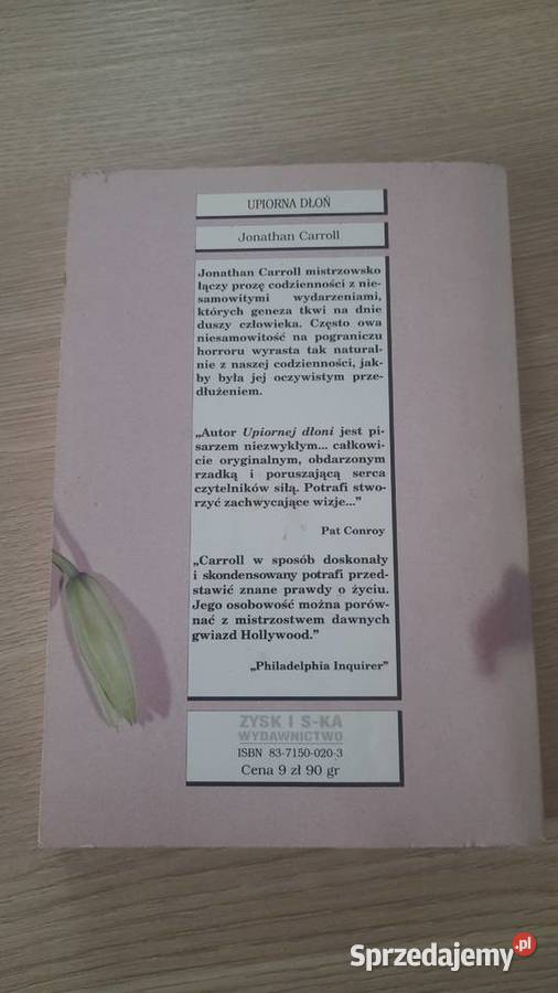 Jonathan Carroll Upiorna dłoń Rok wydania 1995 mazowieckie