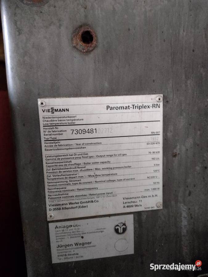 Piec co na pelet 70 kW VieMann używany Kraków