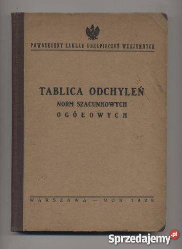 Tablica odchyleń norm szacunkowych ogółowych sprzedam