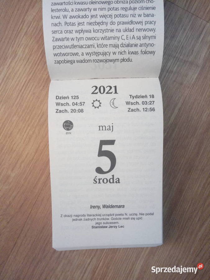 Kartka z kalendarza oryginalnego różne roczniki Chrzanów