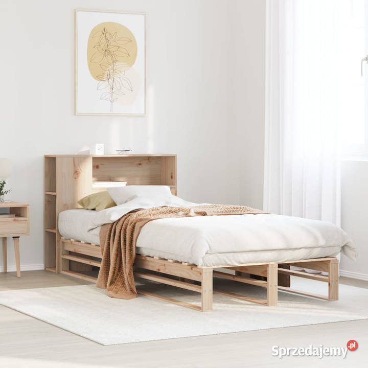 Łóżko z regałem bez materaca lite drewno 100x200