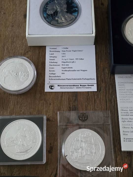 Zestaw srebrnych monet i sztabek inwestycyjnych Białystok