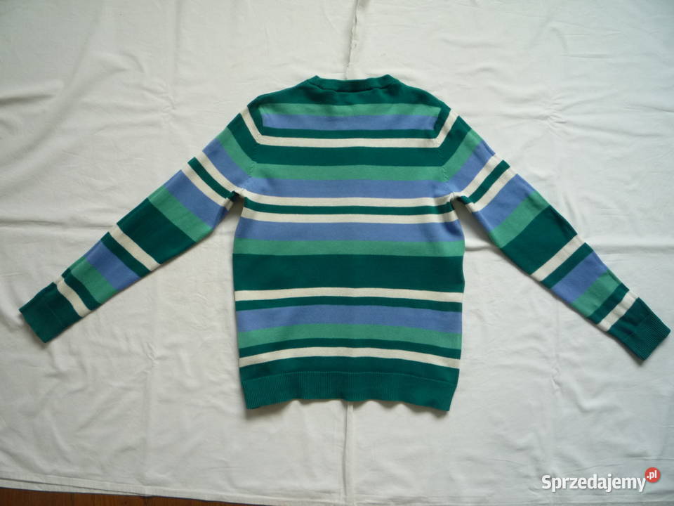 HM 134140 Sweter z pasy niebieskie zielone Nowy Szczecin