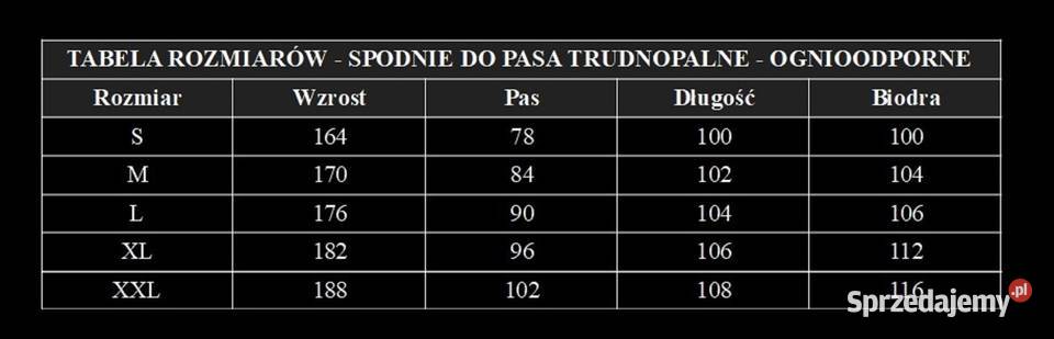 Spodnie spawalnicze do pasa jedyne 50