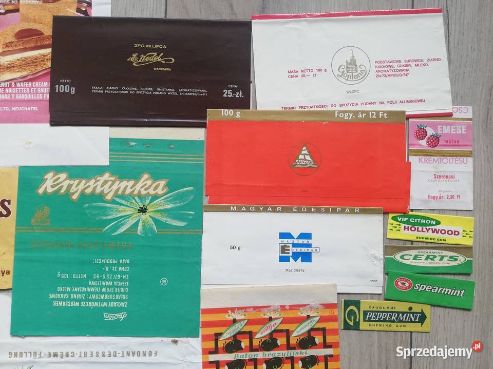 Opakowania czekolad i gum do żucia lata 6070 Pozostałe Wronki