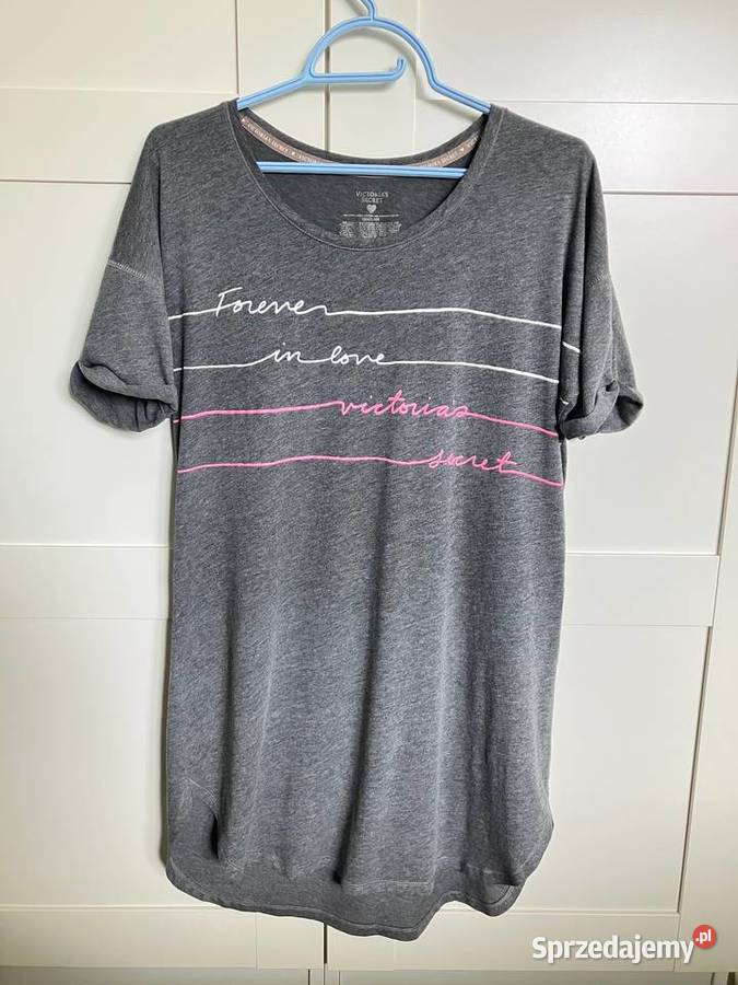 Koszulka tshirt do spania szara Victorias Secret Bielizna damska Nisko