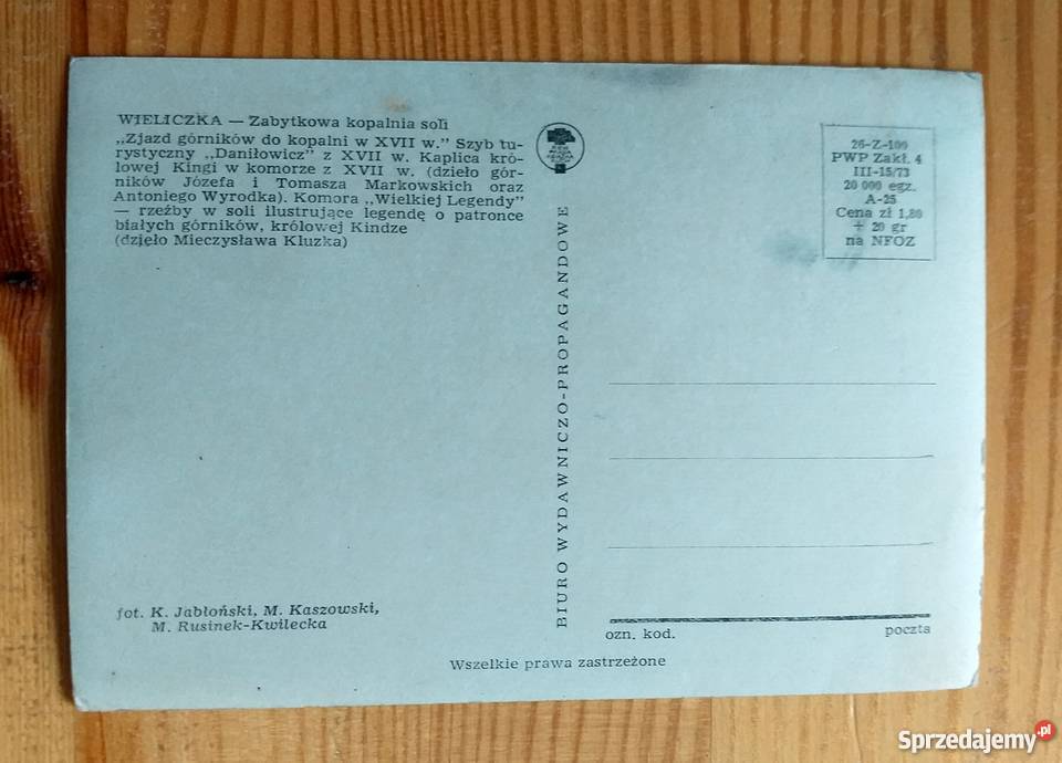 ZABYTKOWA KOPALNIA SOLI W WIELICZCE FOT M IN Piszczac sprzedam