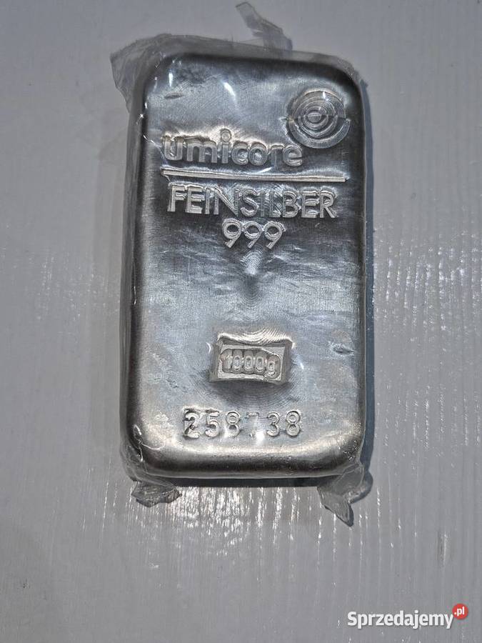Sztabka srebra 1 1000g srebrna UMICORE 999 Warszawa sprzedam