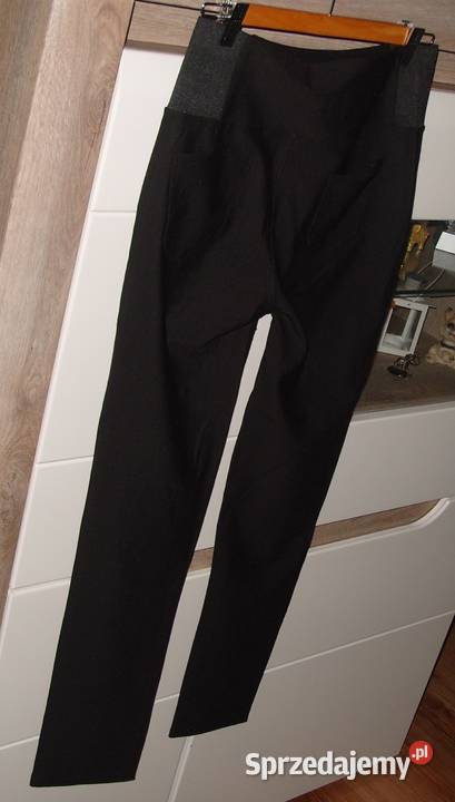 NOWE czarne Spodnie Legginsy z Kryształkami rLXL