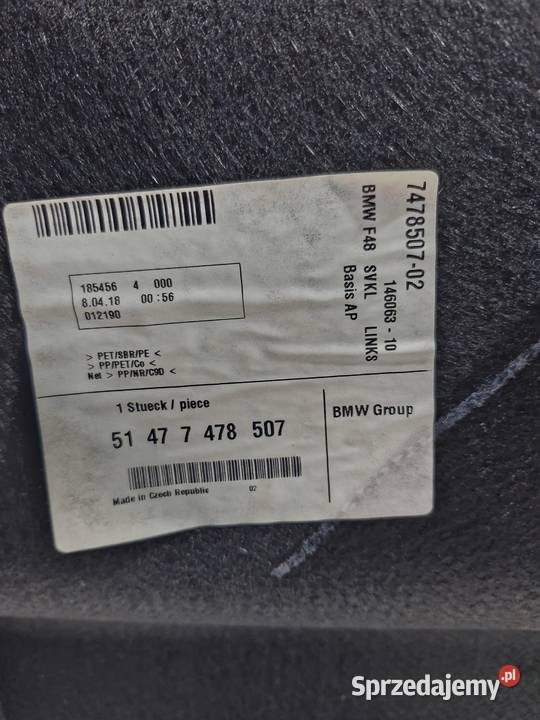 BMW X1 F48 BOCZEK BAGAŻNIKA LEWY TAPICERKA LEWA osobowe