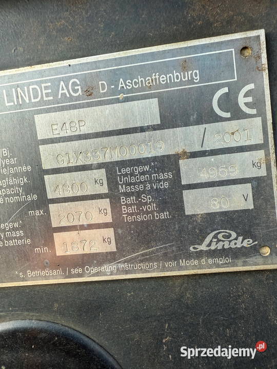 wózek widłowy elektryczny LINDE E48 seria 337 Działoszyn