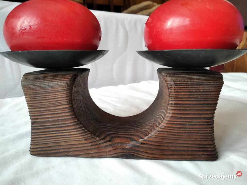 drewniany świecznik podwójny z okrągłymi Gdańsk