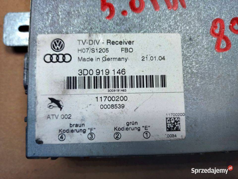 MODUŁ STEROWNIK TV VW PHAETON 50 TDI 3D0919146 Skarżysko-Kamienna sprzedam