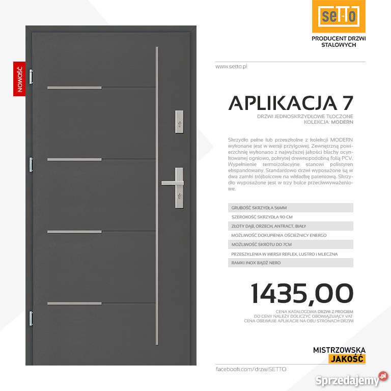 Drzwi zewnętrzne wejściowe stalowe marki SETTO z Metalowe Konin