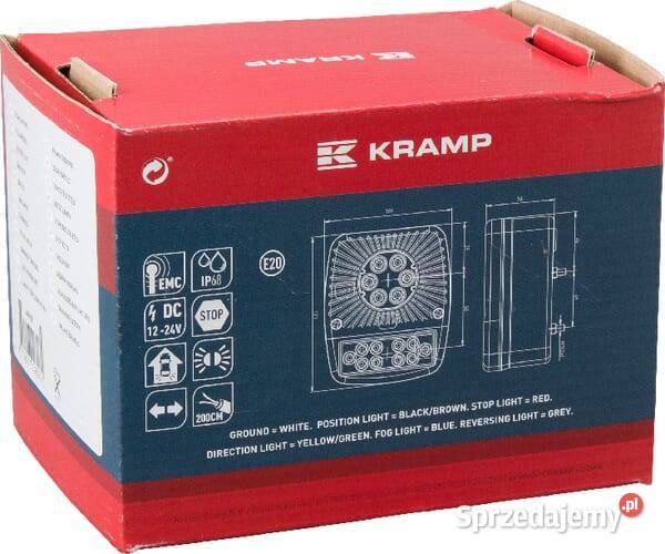 Lampa tylna zespolona LED kwadratowa 1224V Kramp Kamionna