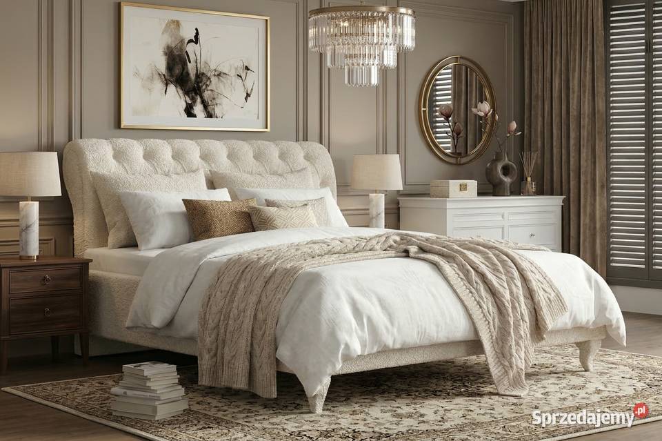 Eleganckie białe Łóżko BRUNO 1 180x200 Pikowane sprzedam