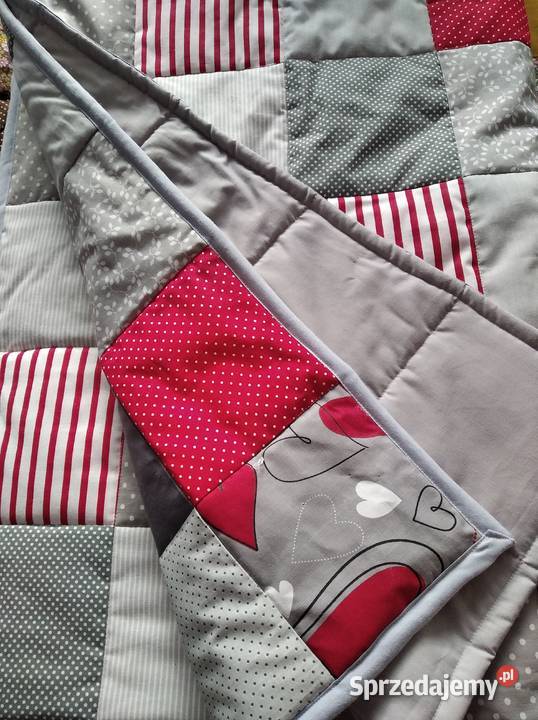 Narzuta patchwork 180205 Szaroczerwona Pościel i koce Olsztyn