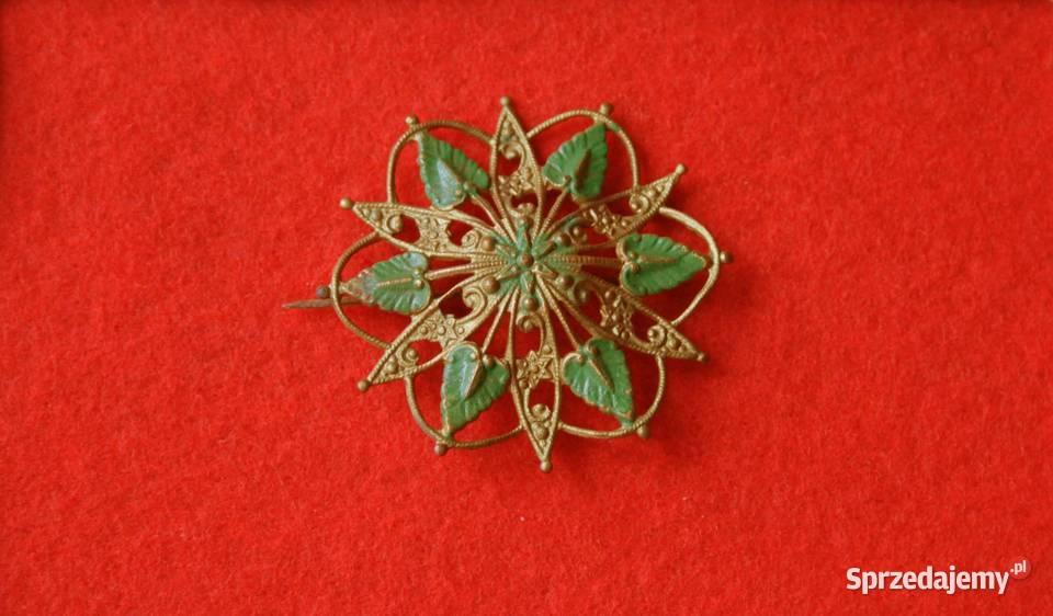 Stara angielska broszka zielona gwiazdka małopolskie