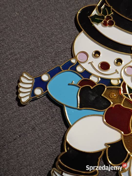 świąteczna ozdoba na okno dwa balwanki Boże Narodzenie