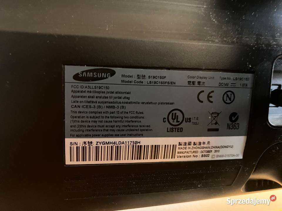 Monitor Samsung S19C150F 19 zasilacz 15W Kielce