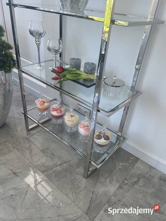 Nowoczesny stebrny regał ze stali chrom szklane Nowy Sącz