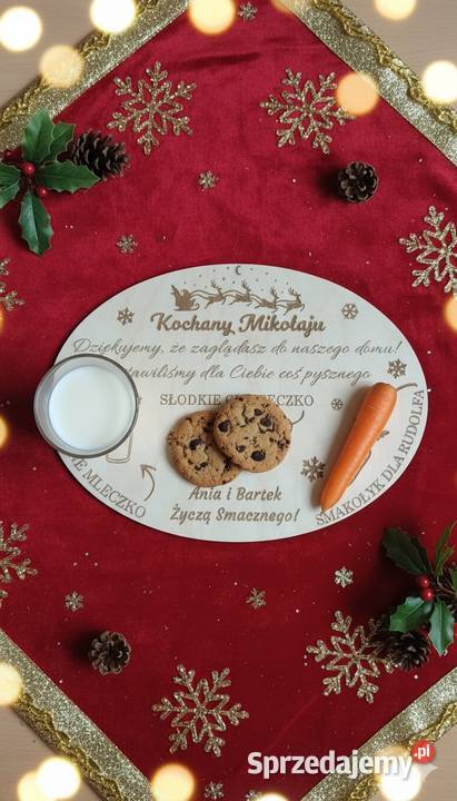 Drewniany talerzyk tacka na przysmaki Świętego Boże Narodzenie Wyposażenie wnętrz mazowieckie