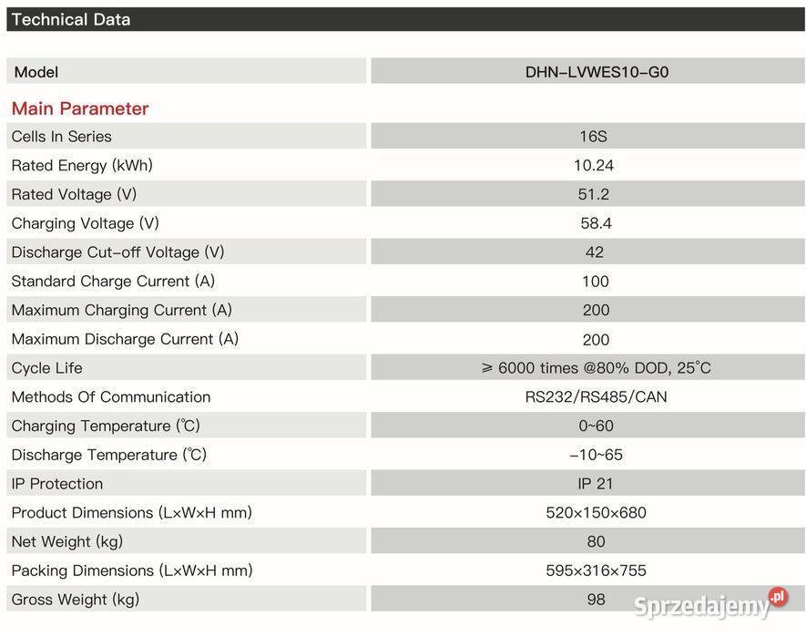 Magazyn energii LV DAH Solar DHNLVWES10G1 10 kWh sprzedam