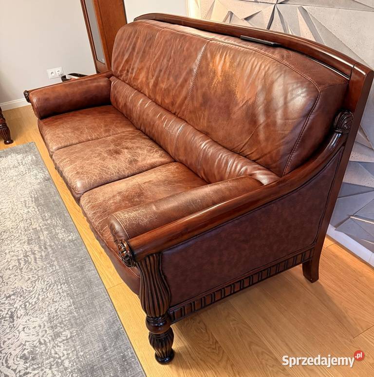 Stylowy zestaw mebli ze skóry Rypin