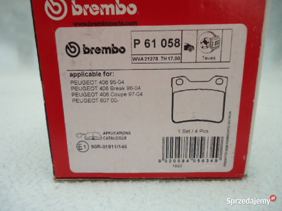 NOWE KLOCKI HAMULCOWE KOMPLET BREMBO P 61 058 sprzedam