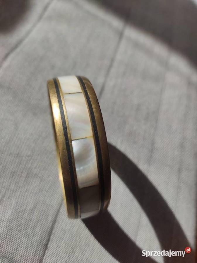 Bransoletka z mosiądzu inkrustowana masą perłową