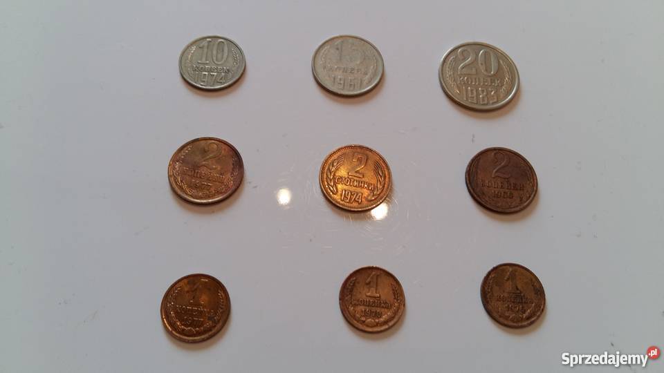 Zestaw różnych monet zagranicznych z lat 1955 - 1983
