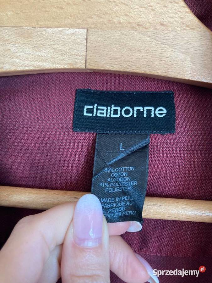 Bordowa męska połyskująca koszula Liz Claiborne Nisko