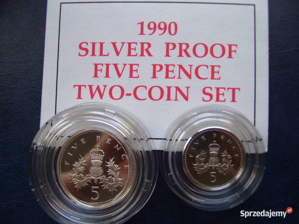Stare monety 5 pens 1990 2monety Anglia stan Lesko