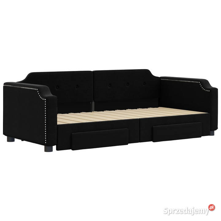 Sofa rozsuwana z szufladami czarna tkanina mazowieckie Warszawa