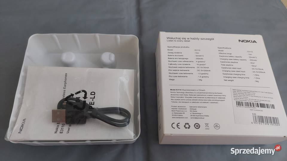 Nokia Słuchawki douszne E3110 fioletowe NOWE mazowieckie