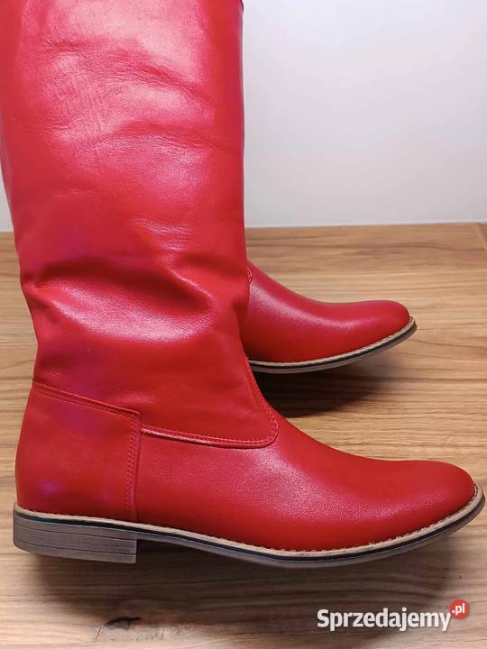 Oficerki skórzane czerwone 39 46