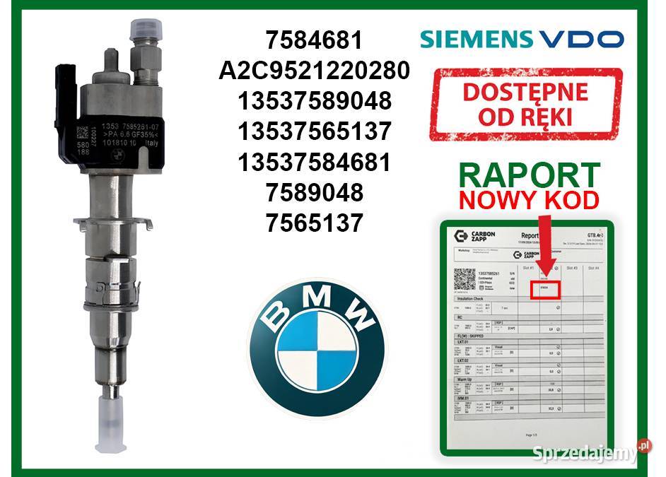 Wtryskiwacz BMW 7584681 benzynowy do modeli 1 3 Markuszów