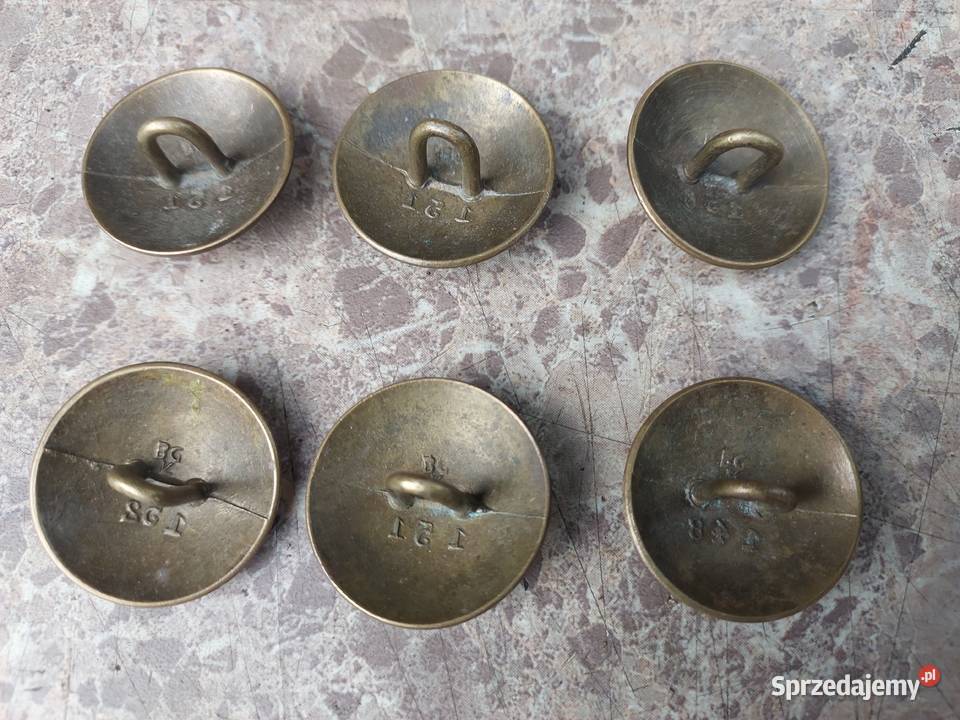 Stare guziki wojskowe płaszcza LWP Grabski Łódź Tczew