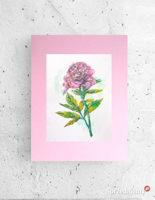 pastelowa grafika A3 kwiat plakat 30x40 różowy warmińsko-mazurskie Olsztyn