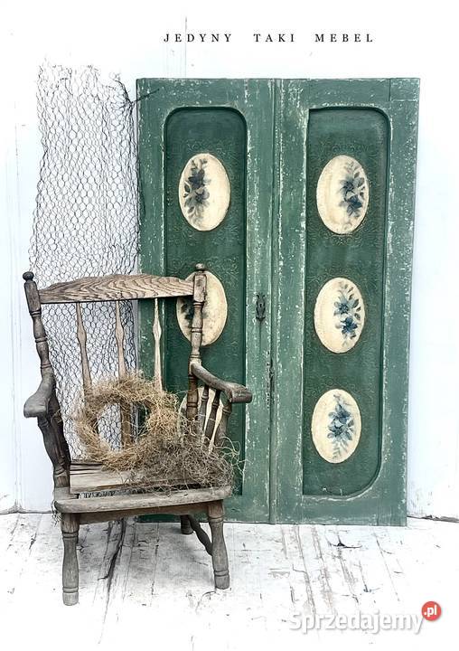 Dekoracyjne drzwi vintage zieleń shabby chic