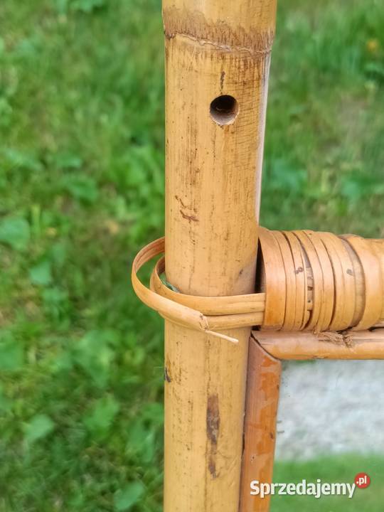 Lustro w bambusowej ramie z rattanową półką łódzkie Ksawerów sprzedam