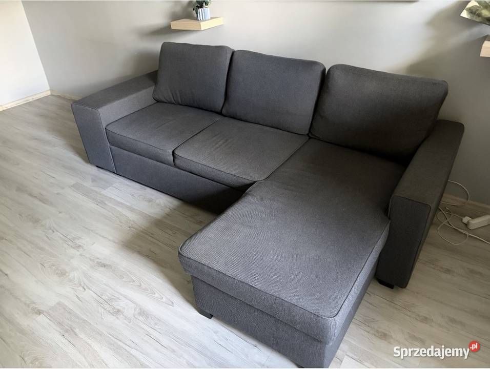 Kanapa z szezlongiem funkcja spania chowana pufa Łódź