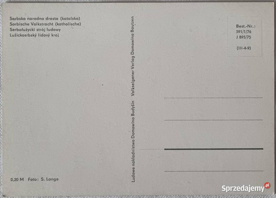 Serbołużycki strój ludowy 8 fotografia S Lange Warszawa sprzedam
