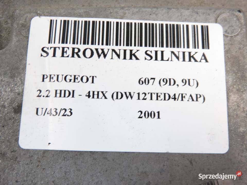 STEROWNIK PEUGEOT 607 22 HDI 9645534380 osobowe małopolskie sprzedam