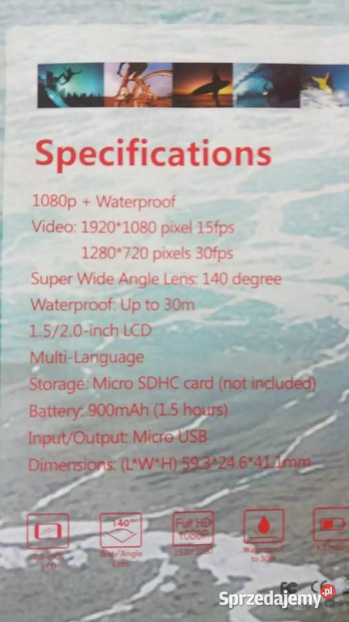 2 sztuki Kamera Sportowa Full HD mazowieckie