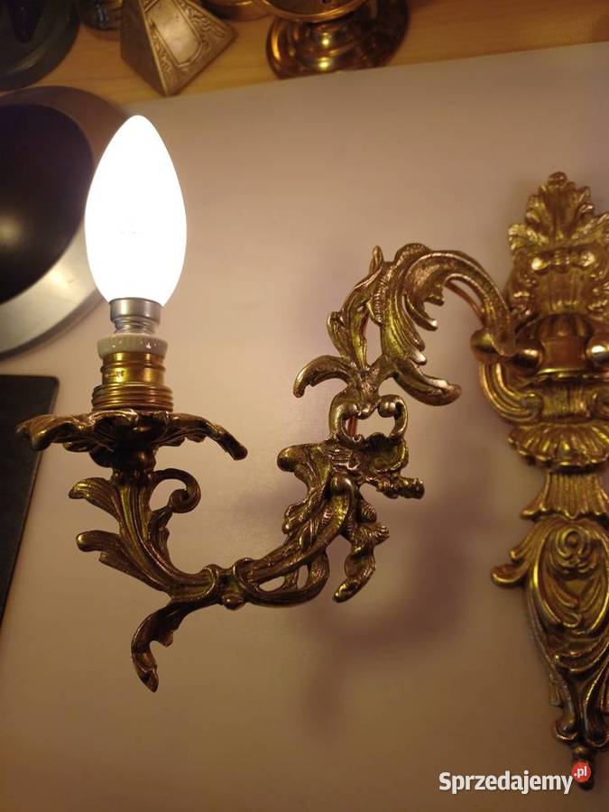 Piękny mosiężny kinkiet z wyłącznikiem Poznań sprzedam