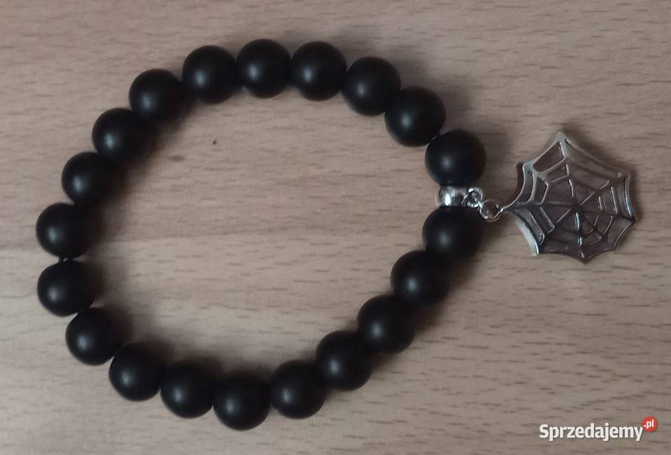 Bransoletka z koralików onyksowych z zawieszką Sosnowiec