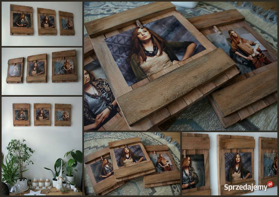 3x ramka drewniana na zdjecie obraz tryptyk Krosno sprzedam