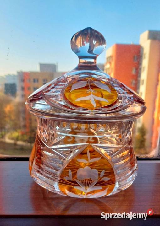 Piękna duża bomboniera kryształowa PRL Wrocław sprzedam