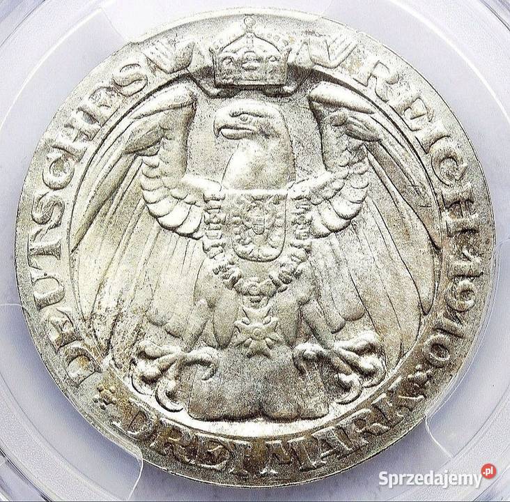 3 Marki 1910 r PCGS MS 64 Uniwersytet Berlin warmińsko-mazurskie